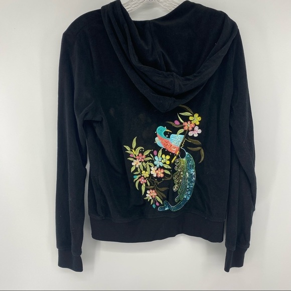 BCBGMaxazria Sz Large Black Peacock Track Jacket - Picture 5 of 6